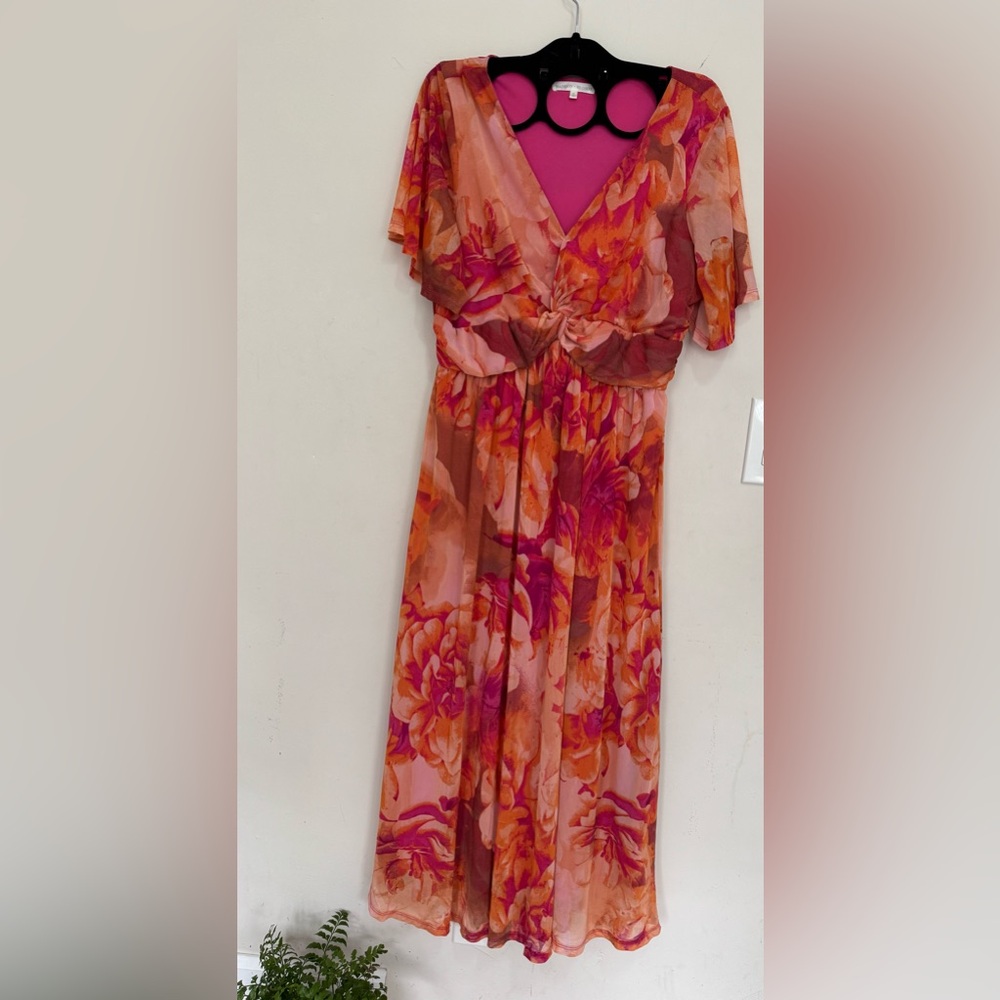 Floral Pink and Orange Dress
